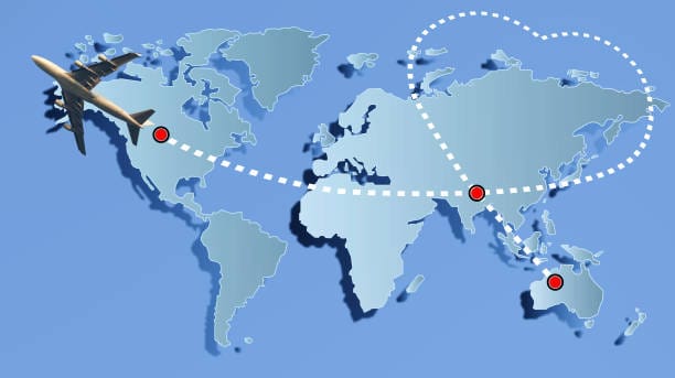 Airline tickets to Australia offered by Traveling Notary Services, featuring travel options and booking details.